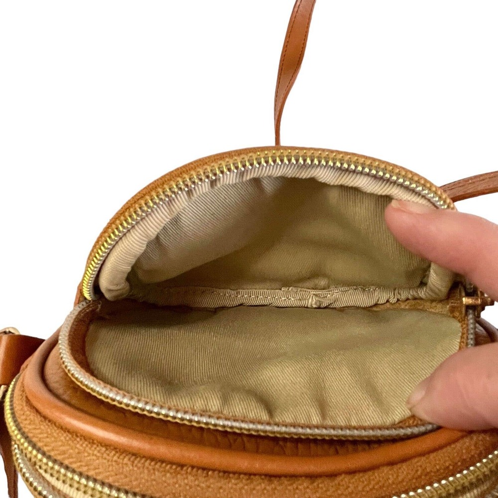 Valentina Leather Triple Entry Crossbody Purse Bag Mad in Italy Camel Color - Picture 9 of 11
